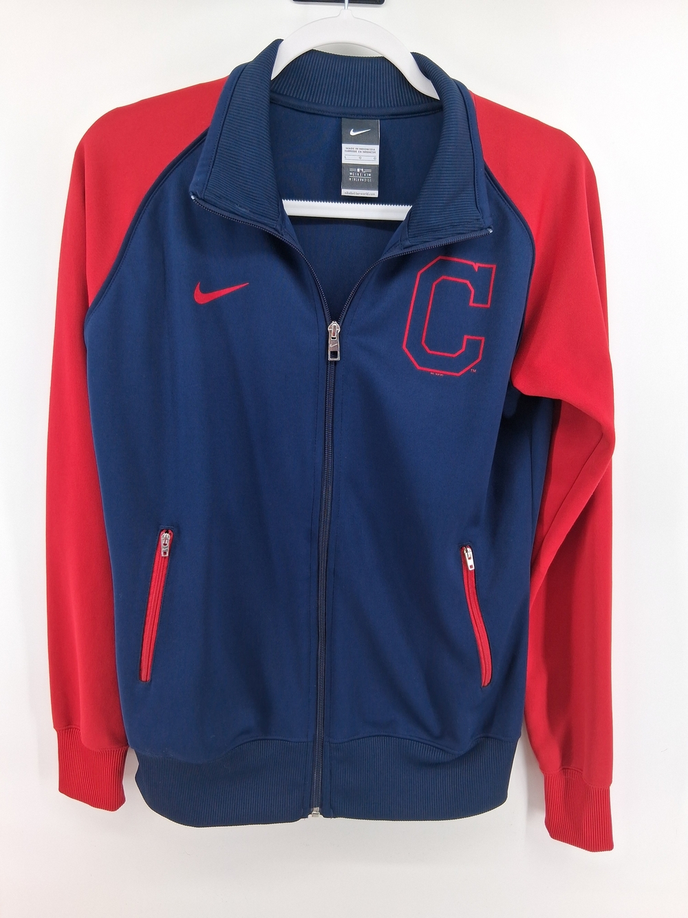 Nike Navy and Red Athletic Zip Jacket with C Chest Logo